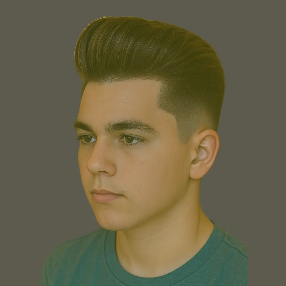 Boys Cool Haircuts with Classic Pompadour with Line Up