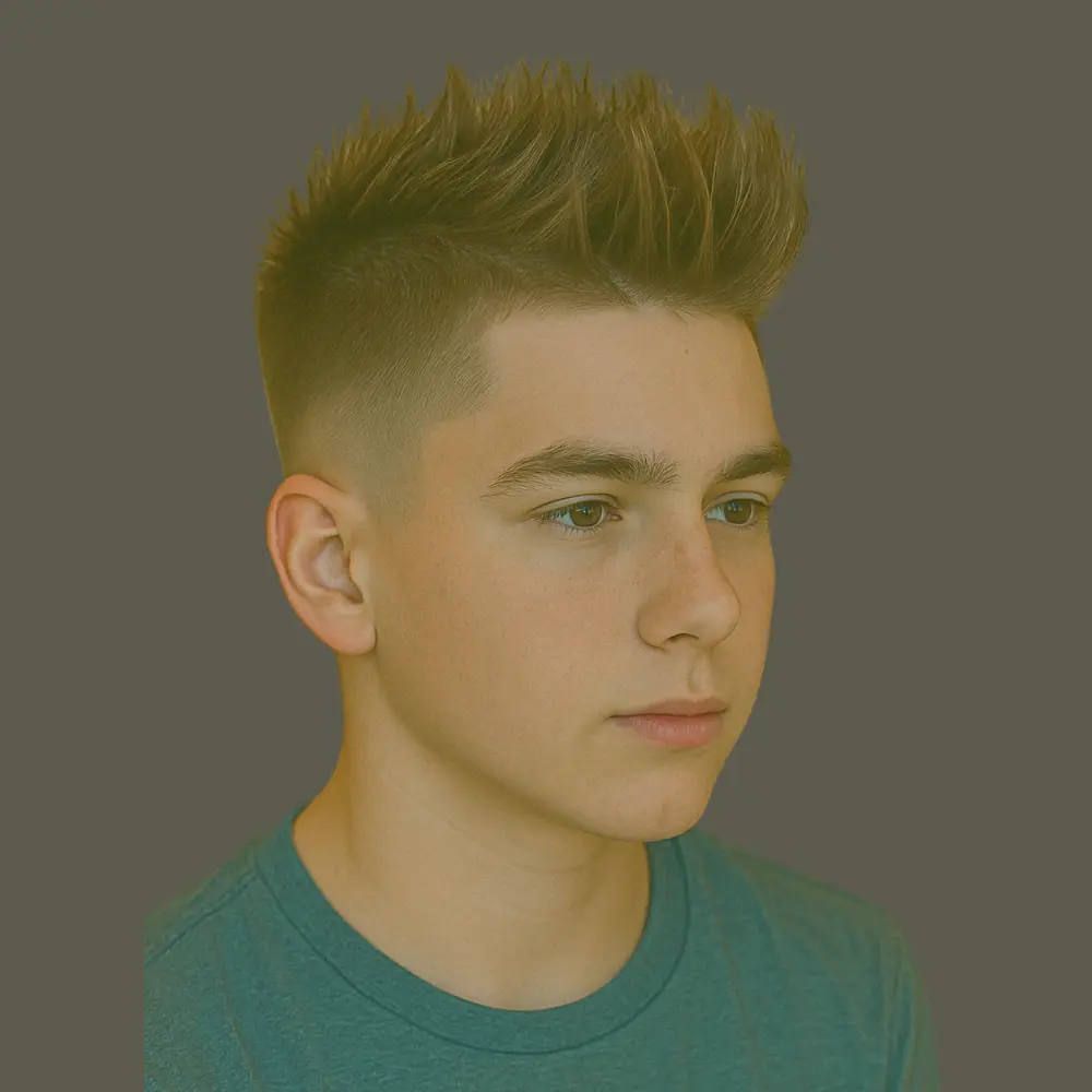 Boys Cool Haircuts with Spiked Quiff with Mid Fade