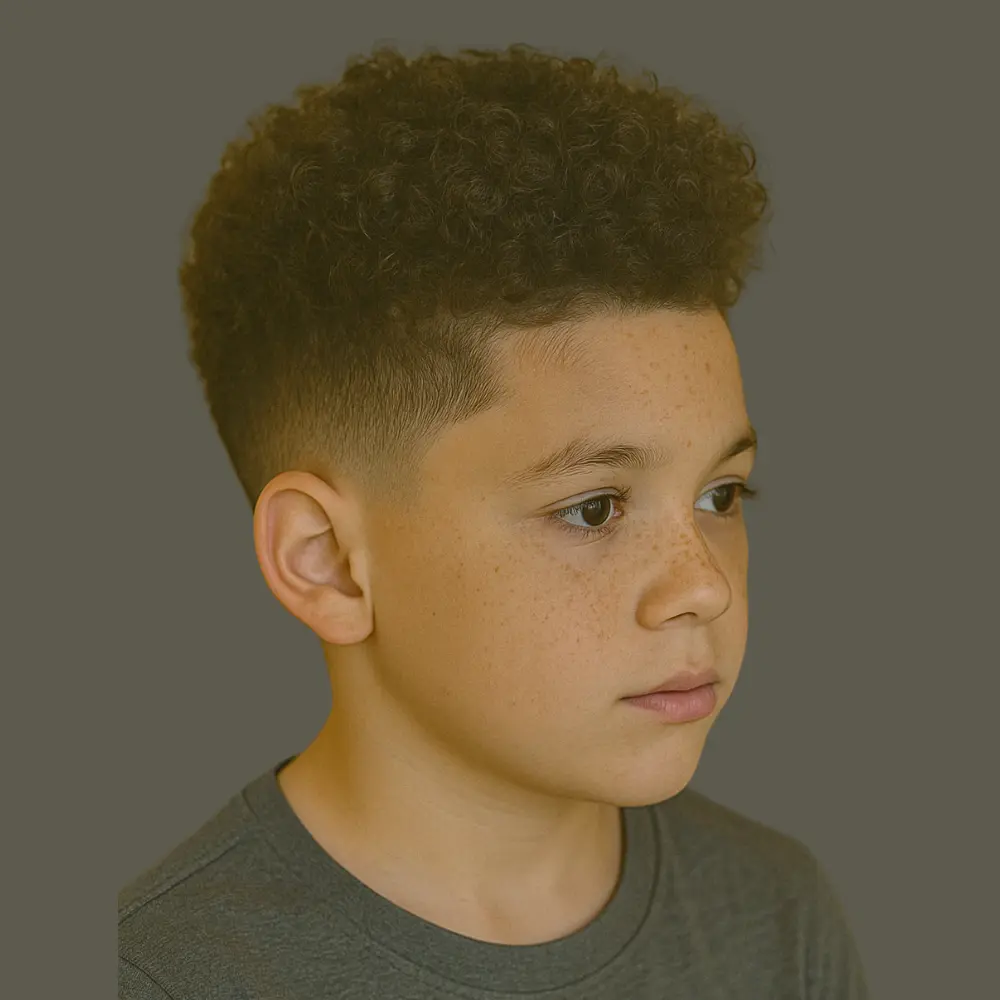 Boys Curly Haircuts with Curly High Top Fade