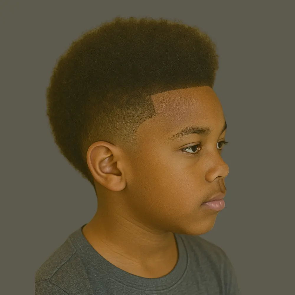 Boys Popular Haircuts with Afro Top with Burst Fade