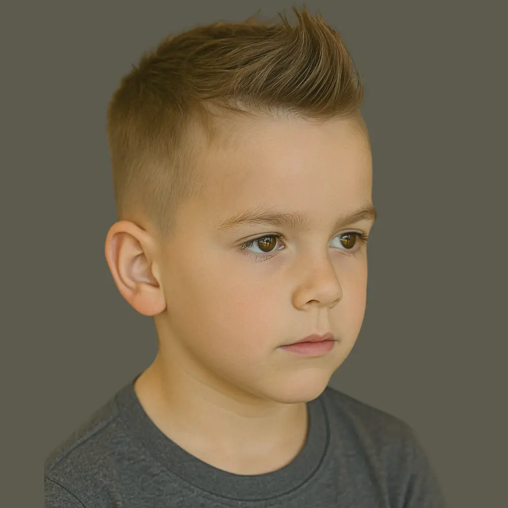 Boys Short Haircuts with Mini Quiff with Tapered Edges