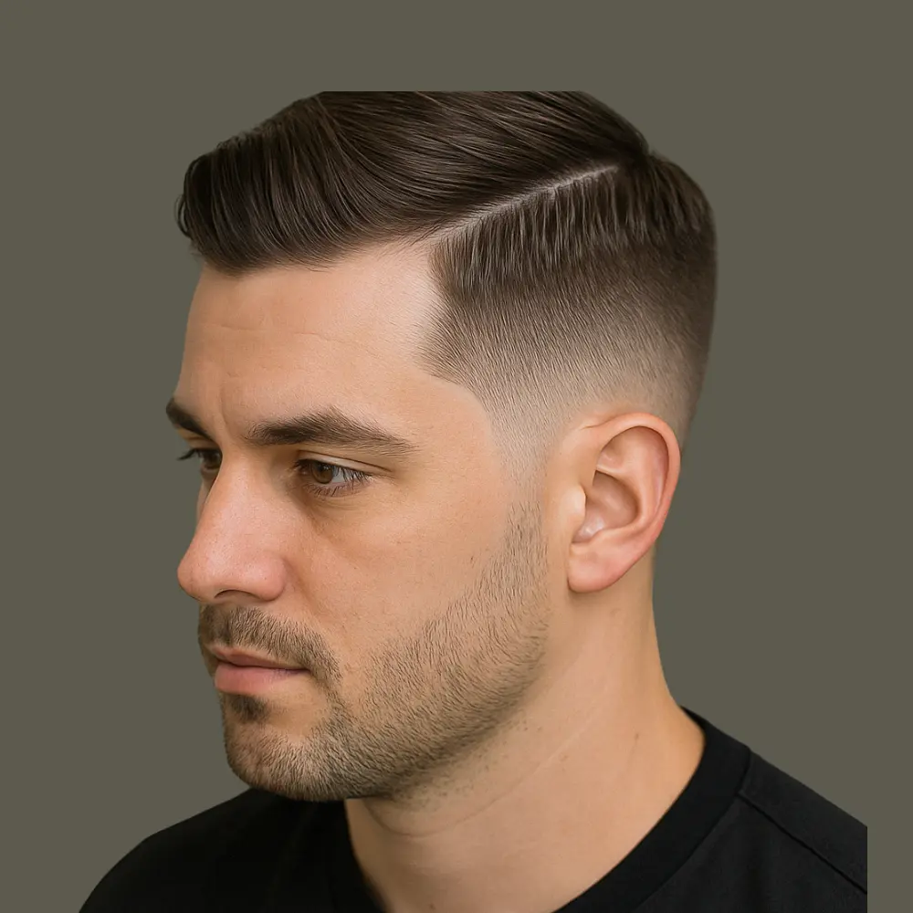 Low Fade with Hard Part
