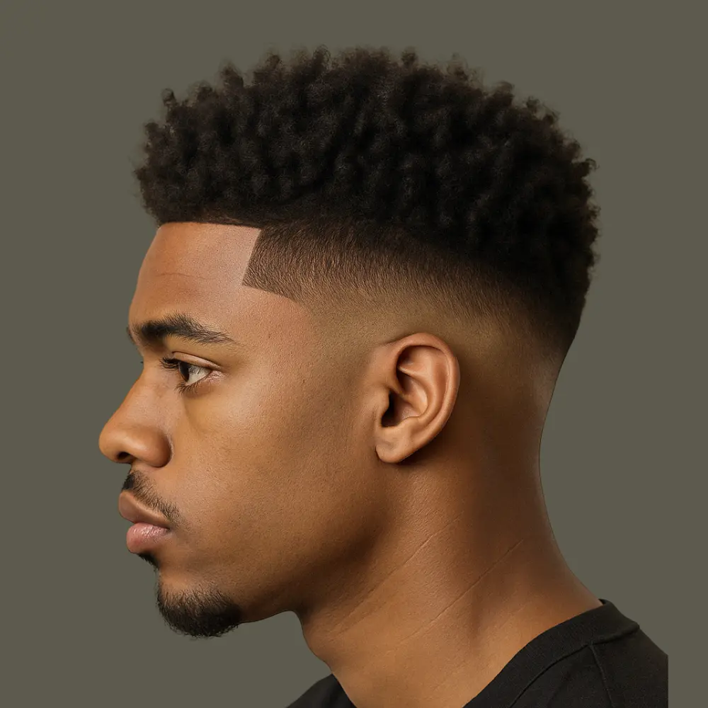 Mid Fade Haircut with Afro Curls