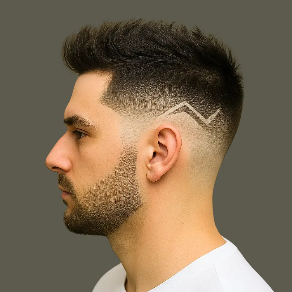 Mid Fade with Design Haircut